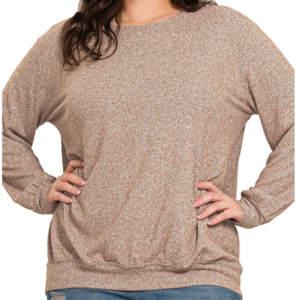4. Soft Melange Round Neck Pullover - image 2